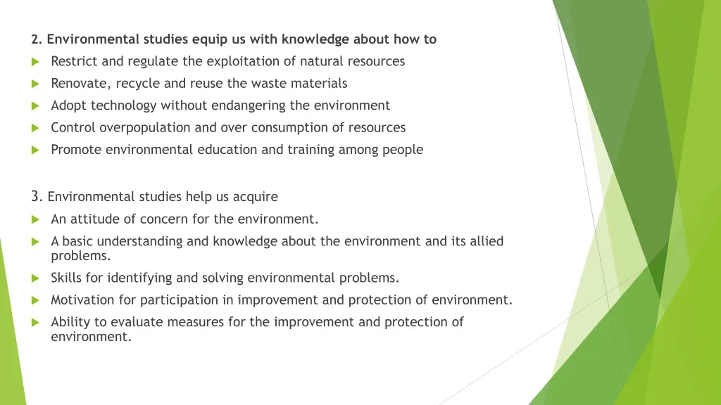 2 environmental studies equip us with knowledge