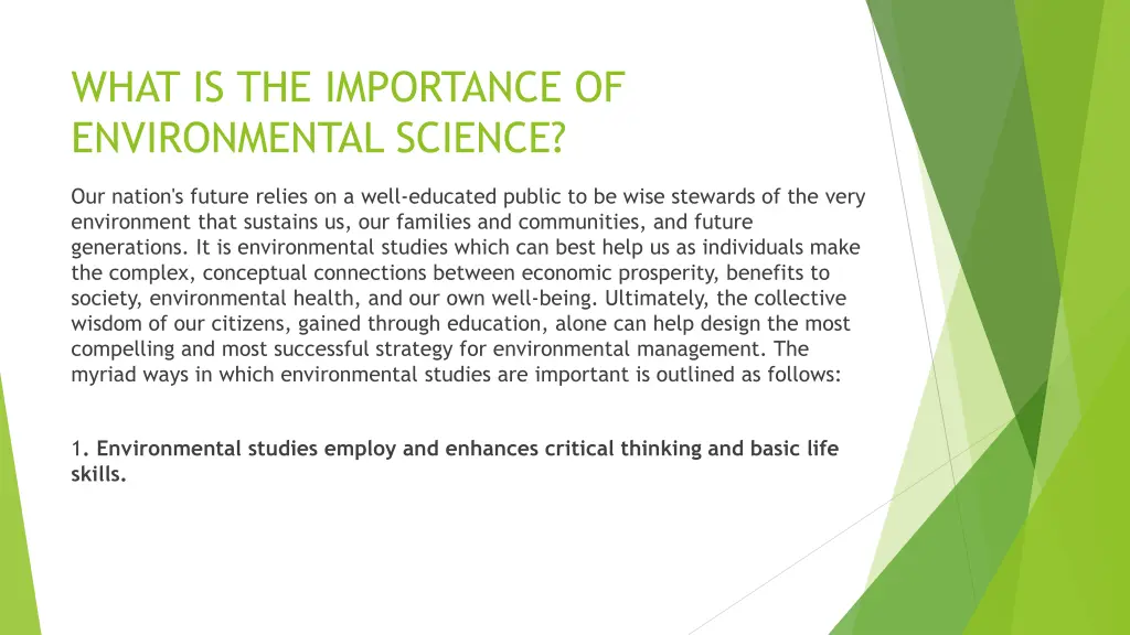 what is the importance of environmental science