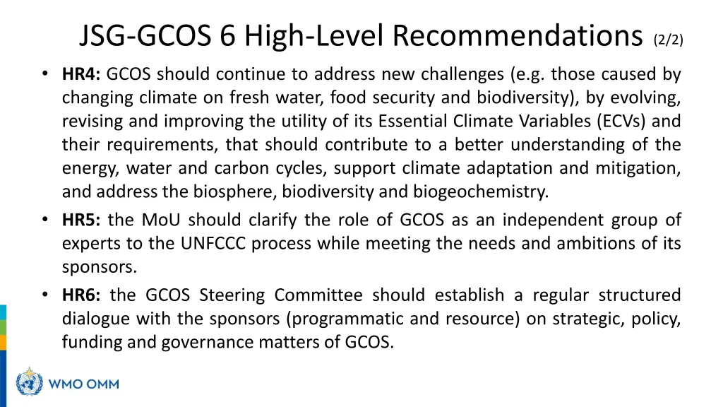 jsg gcos 6 high level recommendations hr4 gcos