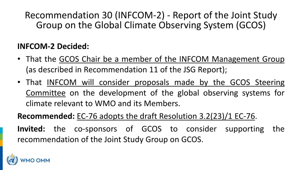 recommendation 30 infcom 2 report of the joint