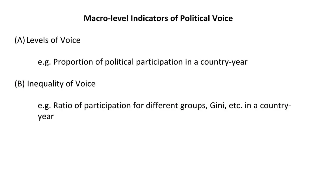 macro level indicators of political voice 1