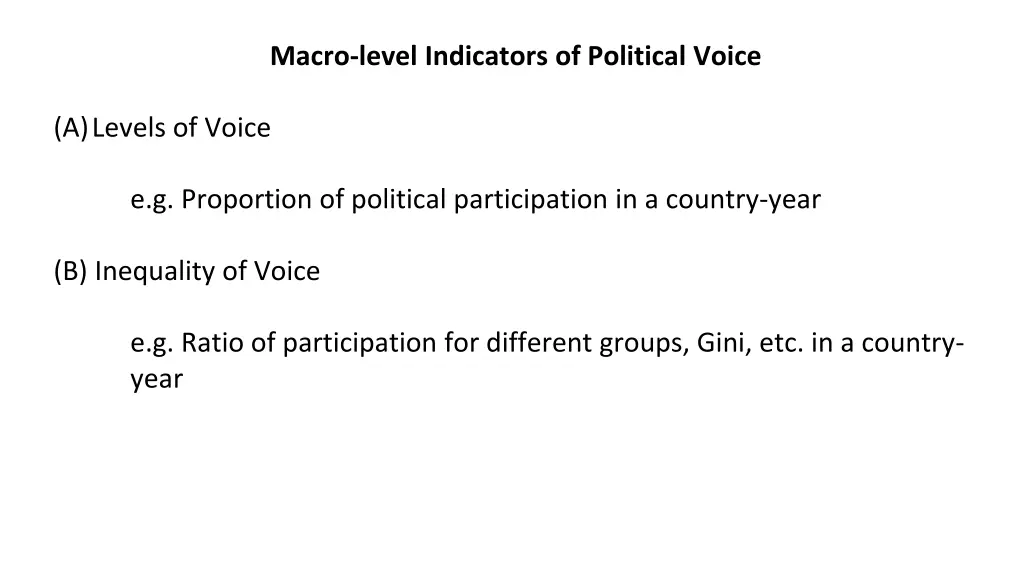 macro level indicators of political voice