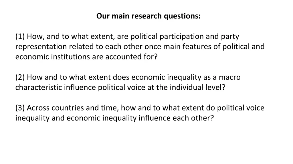our main research questions