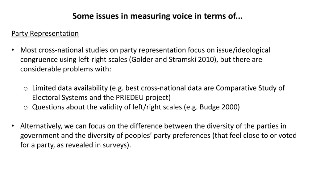 some issues in measuring voice in terms of 1