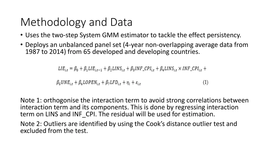 methodology and data uses the two step system