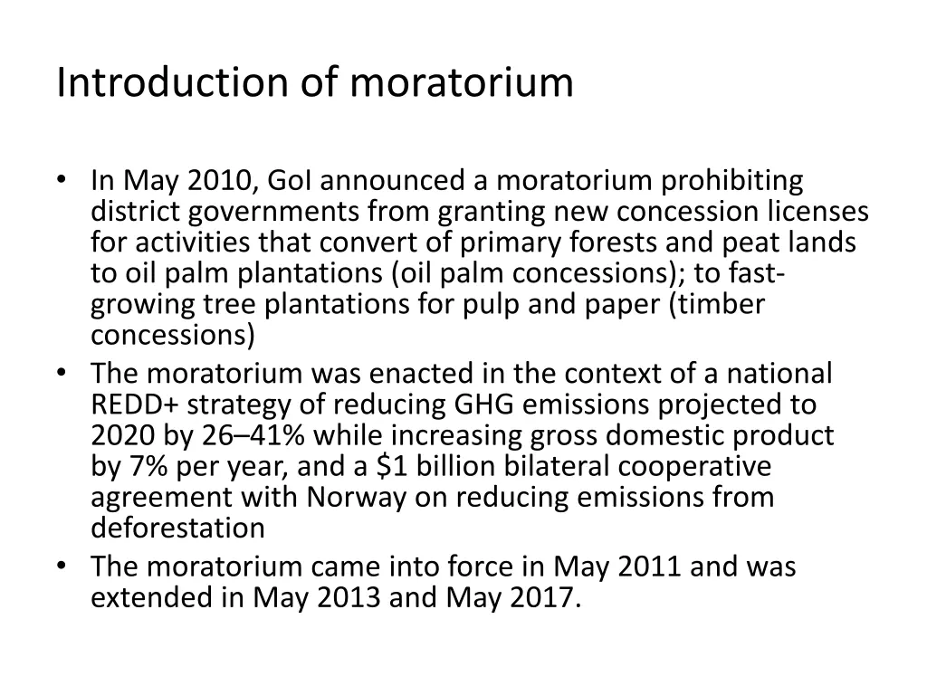 introduction of moratorium