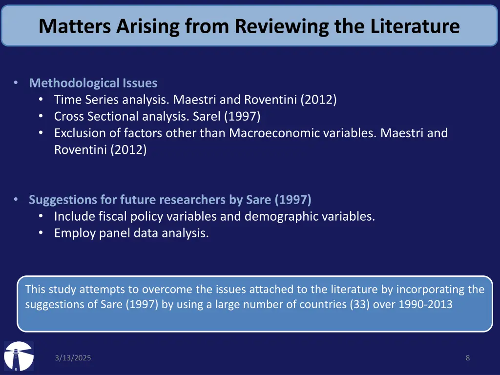 matters arising from reviewing the literature 1