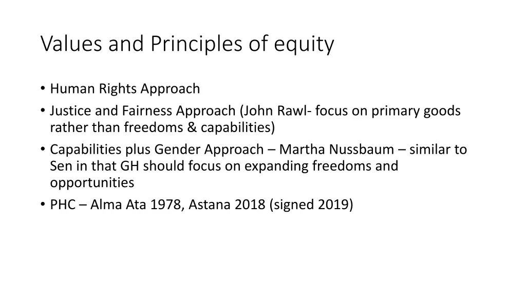 values and principles of equity