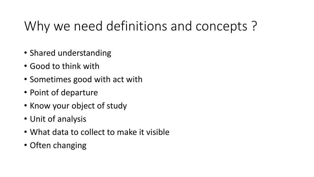 why we need definitions and concepts