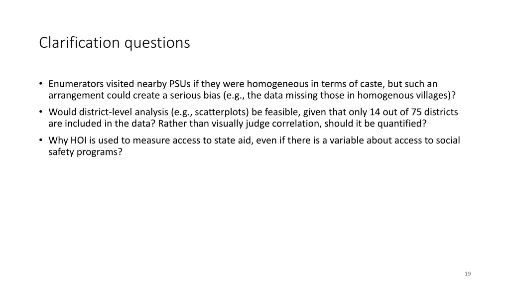 clarification questions