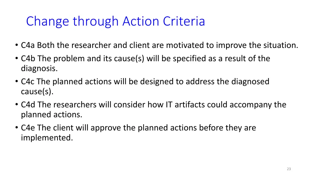 change through action criteria