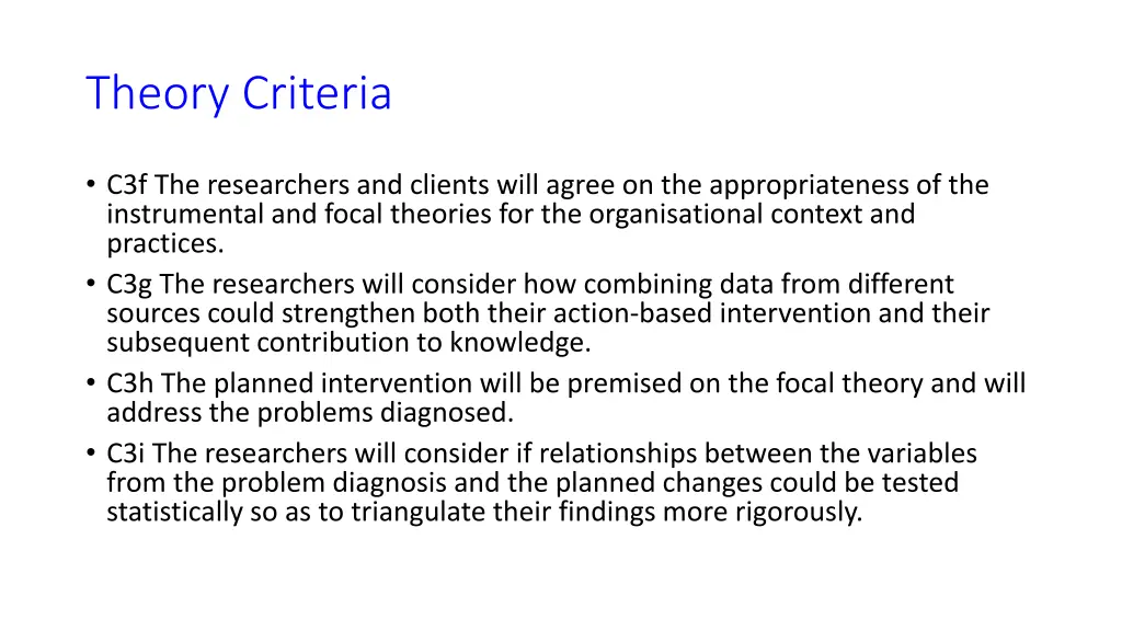 theory criteria 1