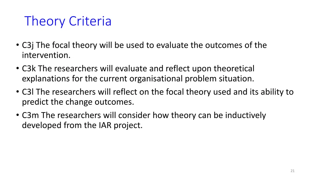 theory criteria 2