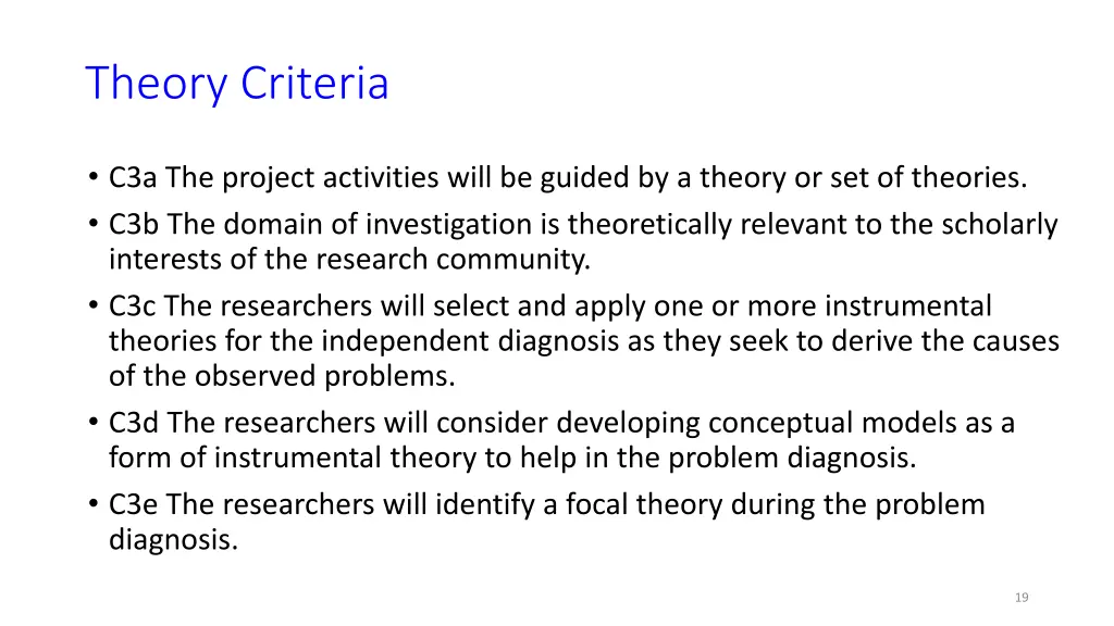 theory criteria
