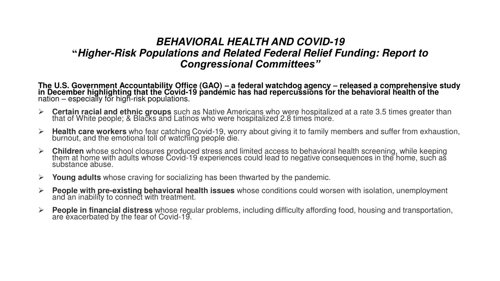 behavioral health and covid 19 higher risk