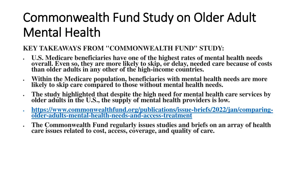 commonwealth fund study on older adult