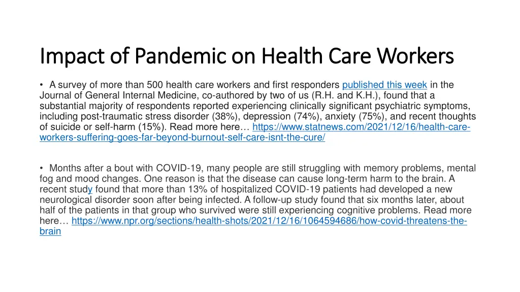 impact of pandemic on health care workers impact