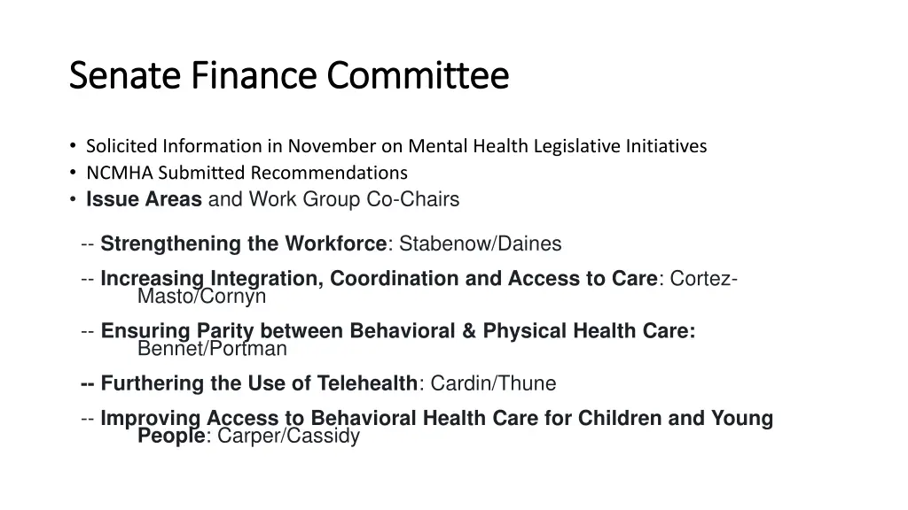 senate finance committee senate finance committee