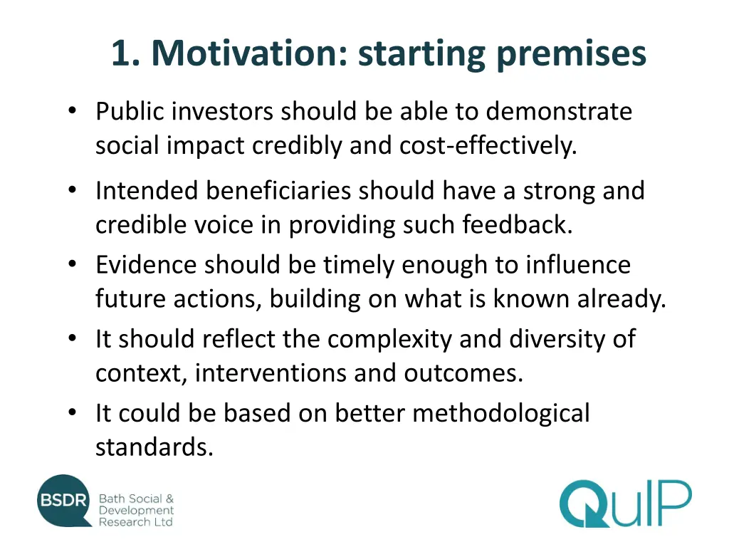 1 motivation starting premises