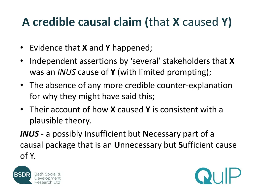 a credible causal claim that x caused y