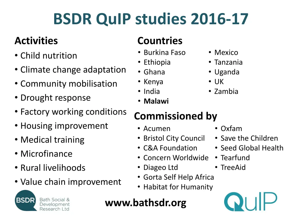 bsdr quip studies 2016 17