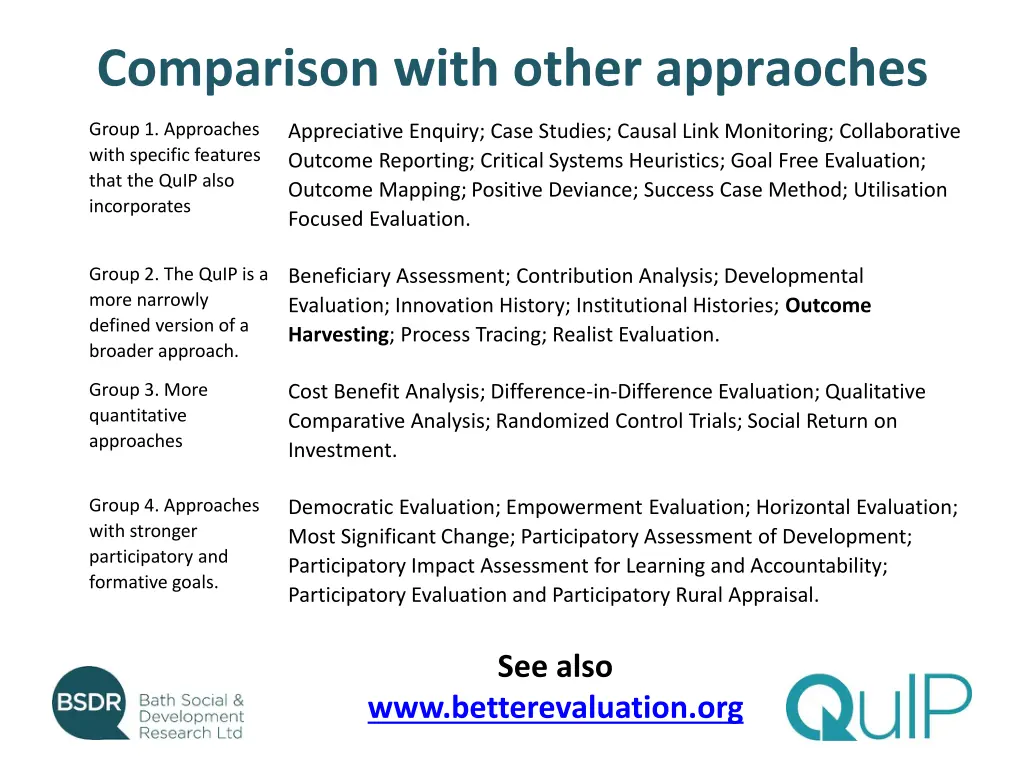 comparison with other appraoches