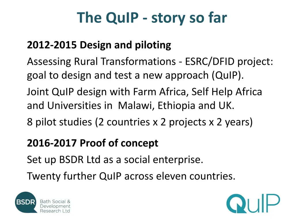 the quip story so far