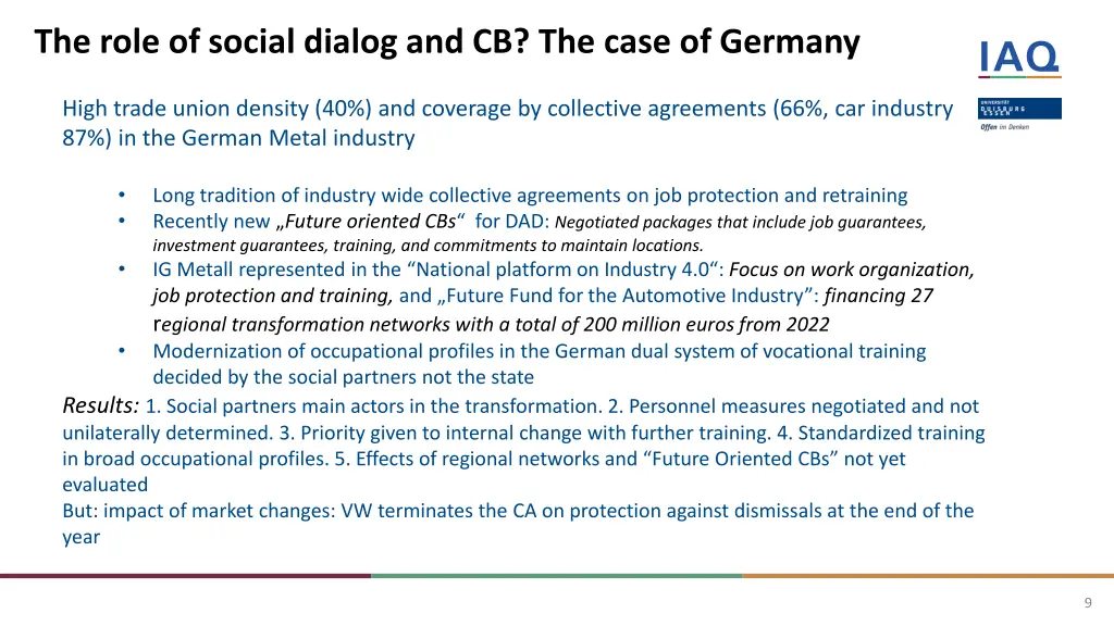 the role of social dialog and cb the case