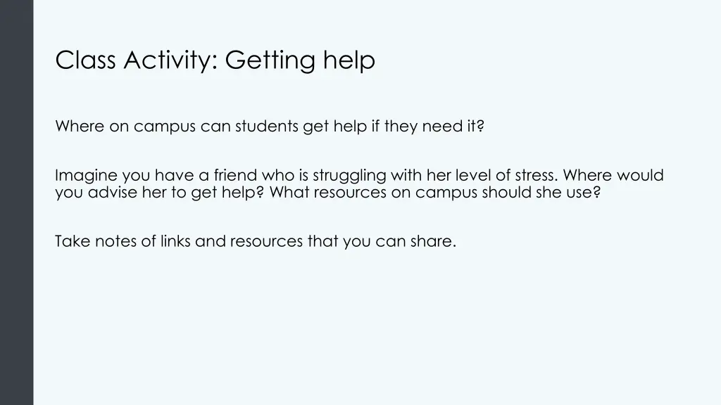 class activity getting help
