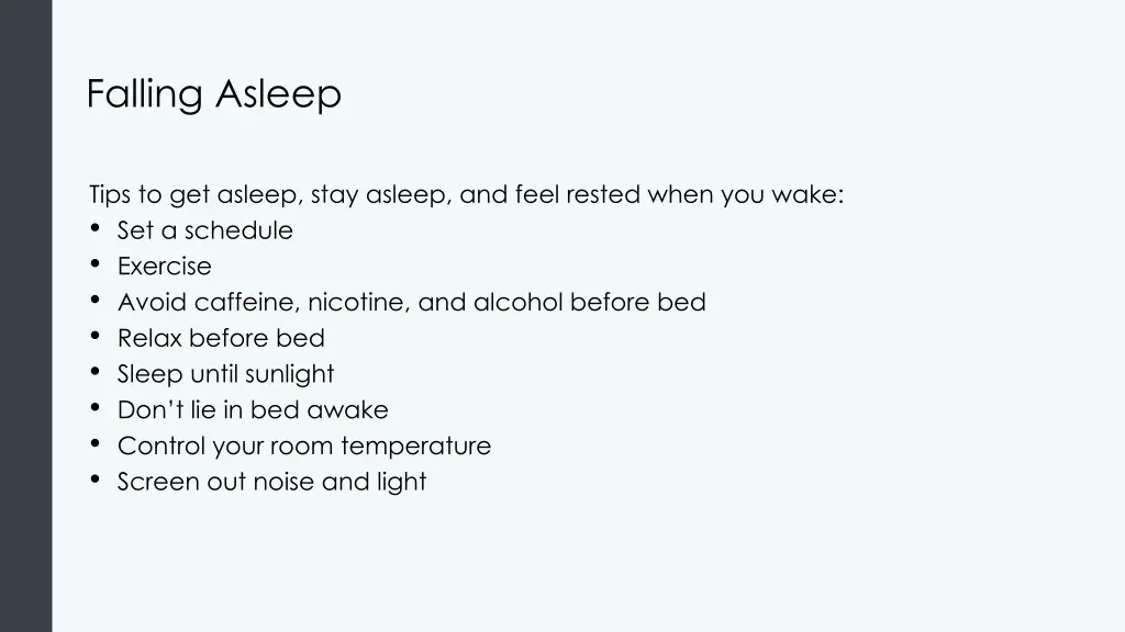 falling asleep