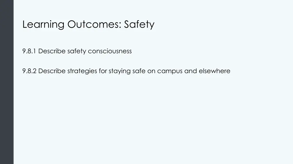 learning outcomes safety