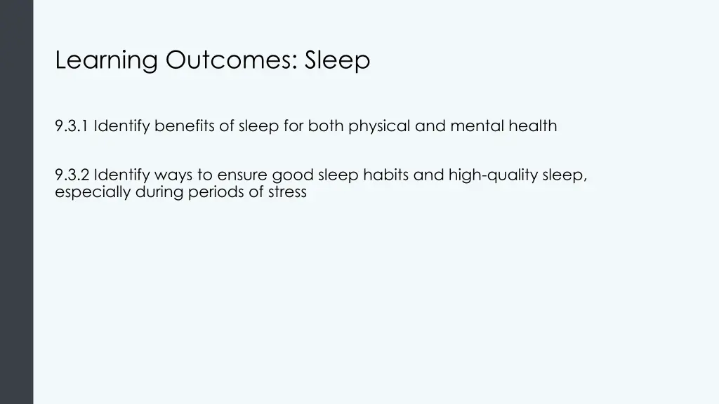 learning outcomes sleep