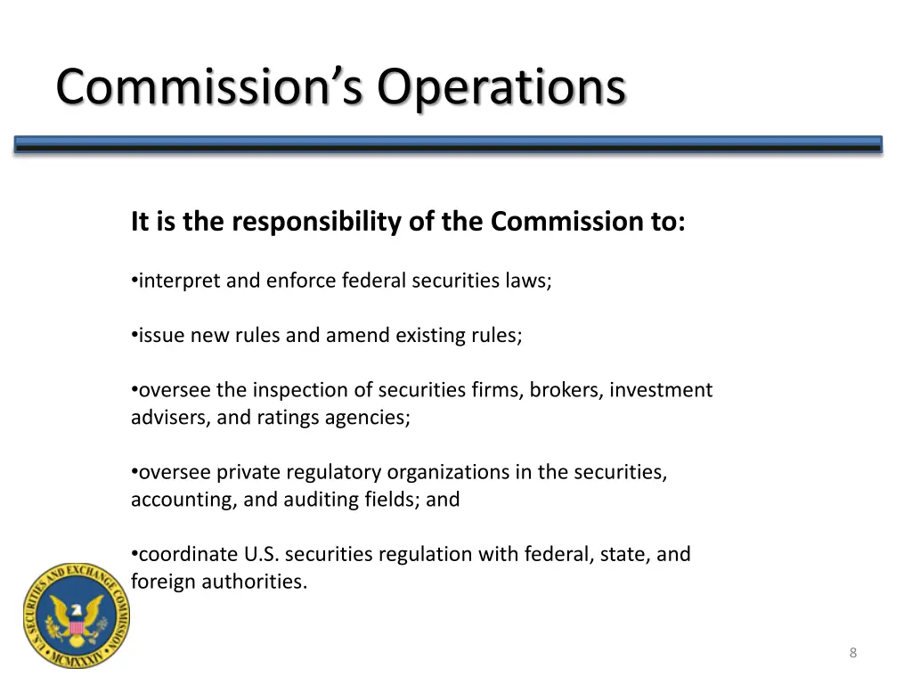 commission s operations