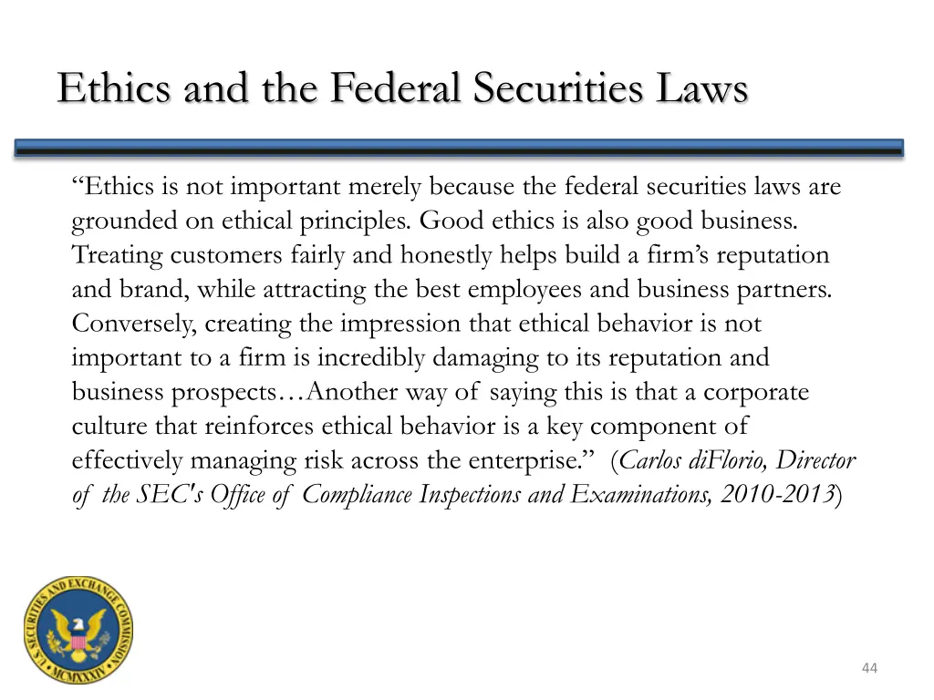 ethics and the federal securities laws