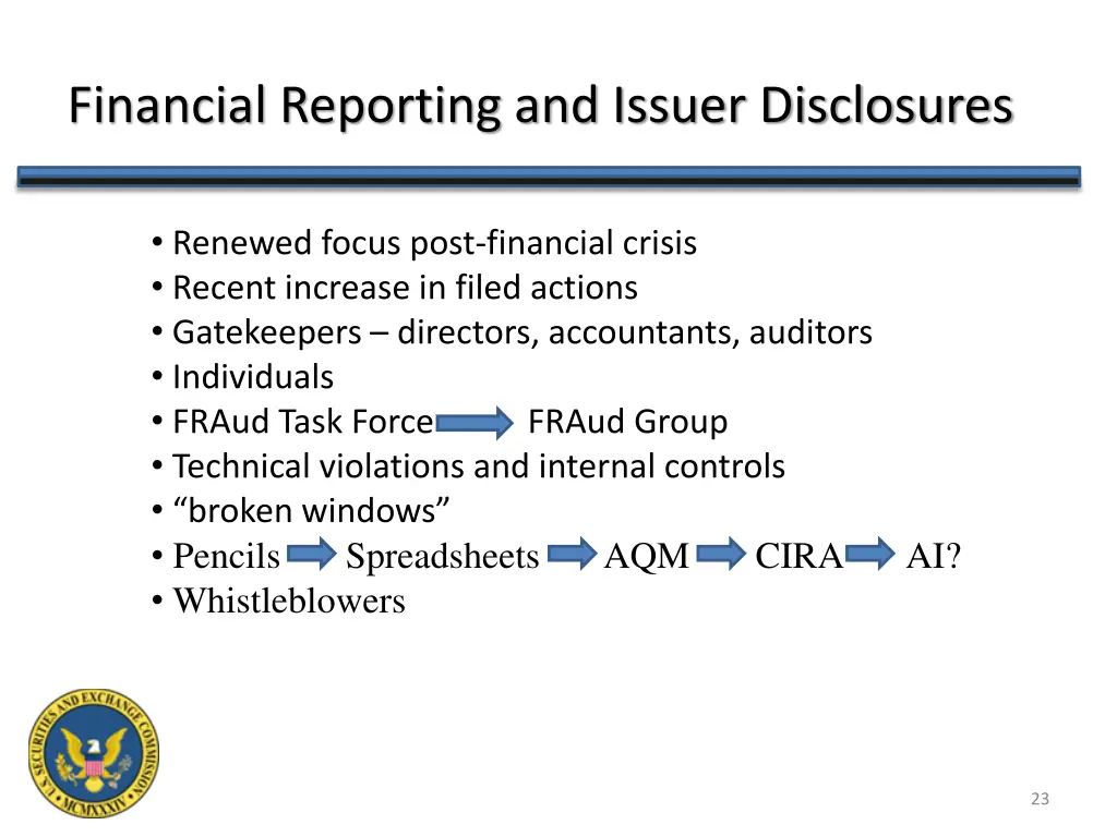 financial reporting and issuer disclosures 1