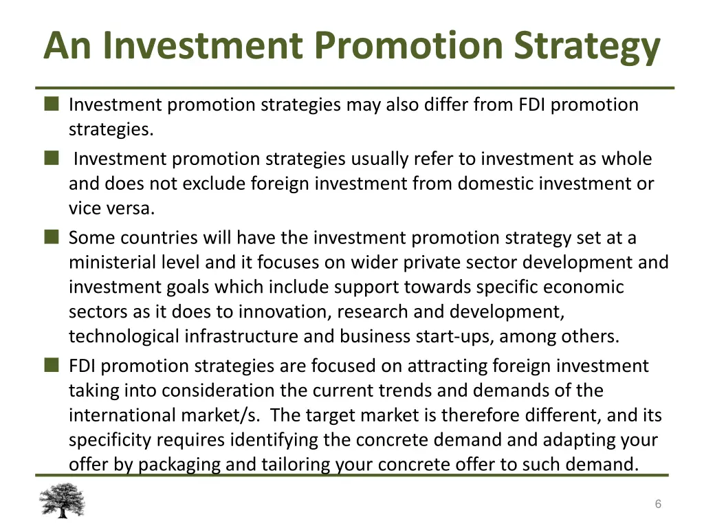 an investment promotion strategy investment