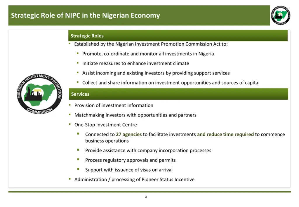 strategic role of nipc in the nigerian economy
