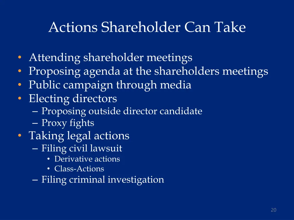actions shareholder can take