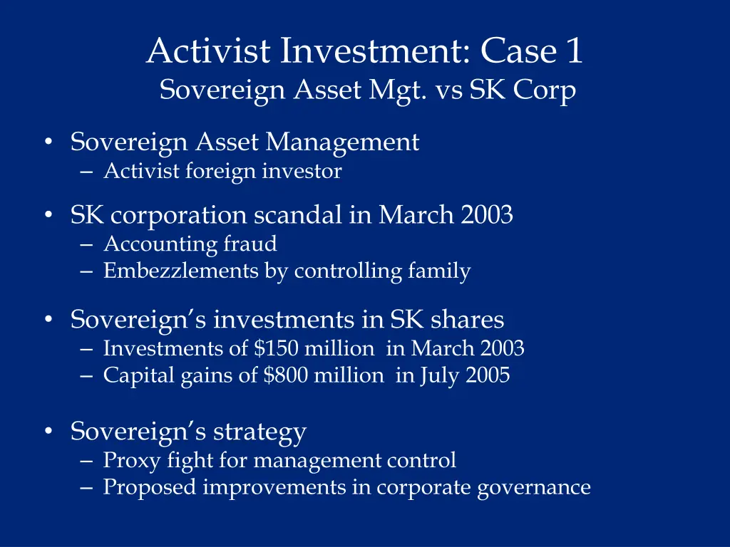 activist investment case 1 sovereign asset