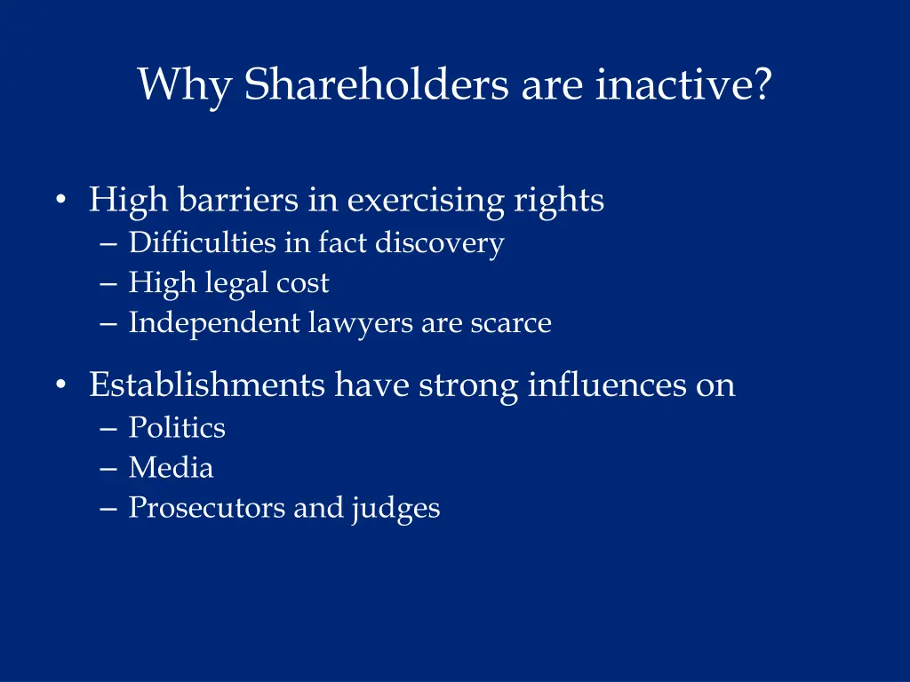 why shareholders are inactive