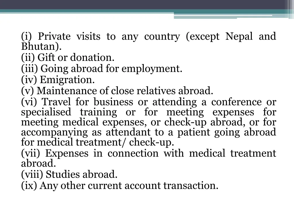 i private visits to any country except nepal