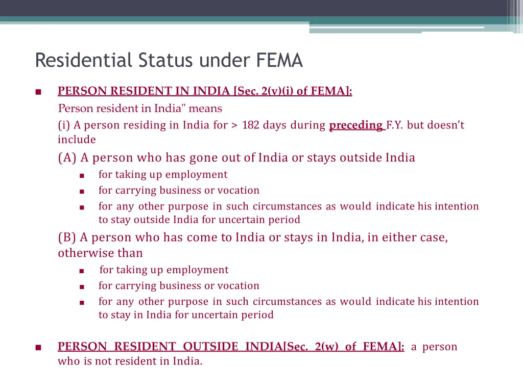 residential status under fema 1
