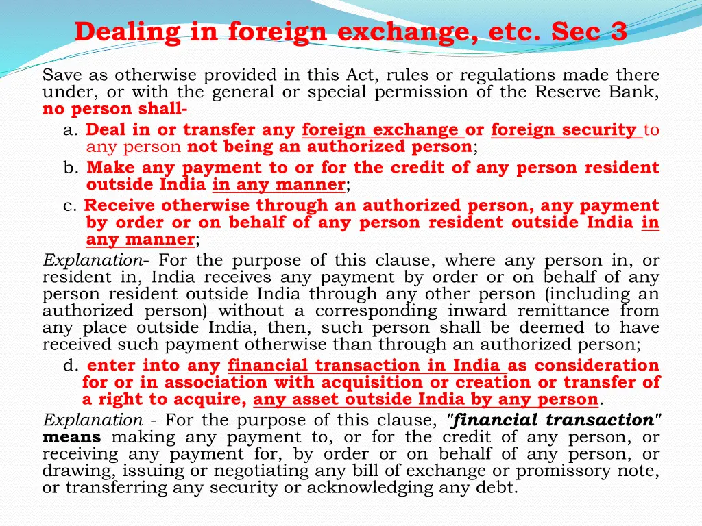 dealing in foreign exchange etc sec 3