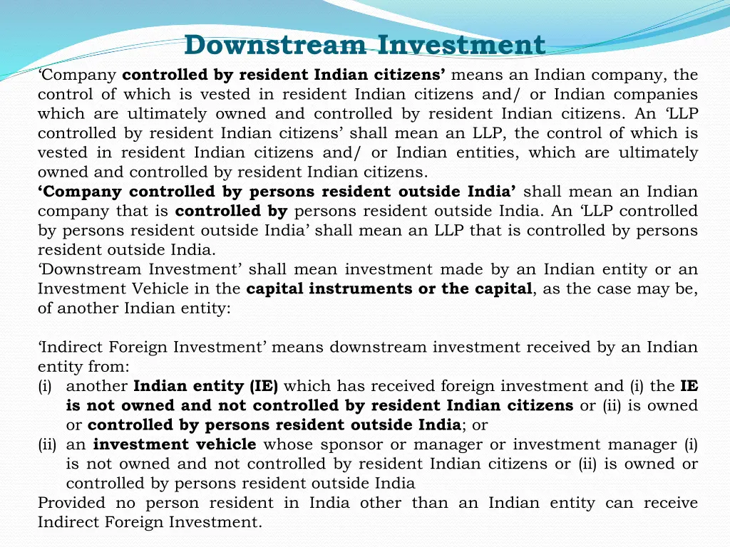 downstream investment company controlled
