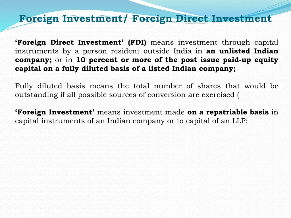 foreign investment foreign direct investment