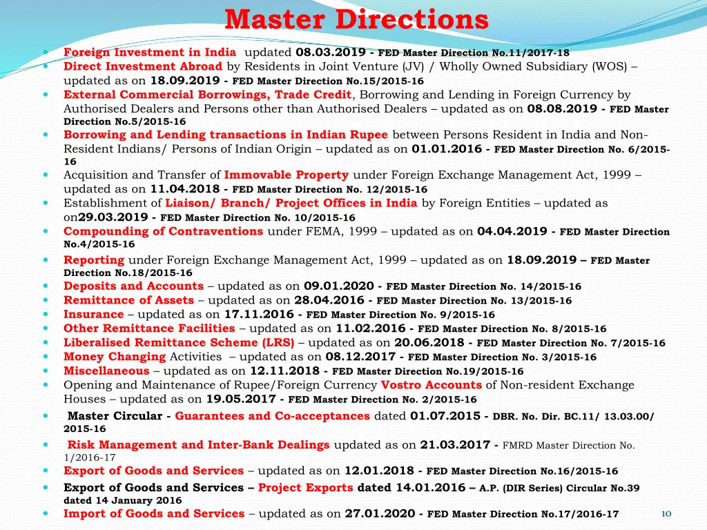 master directions