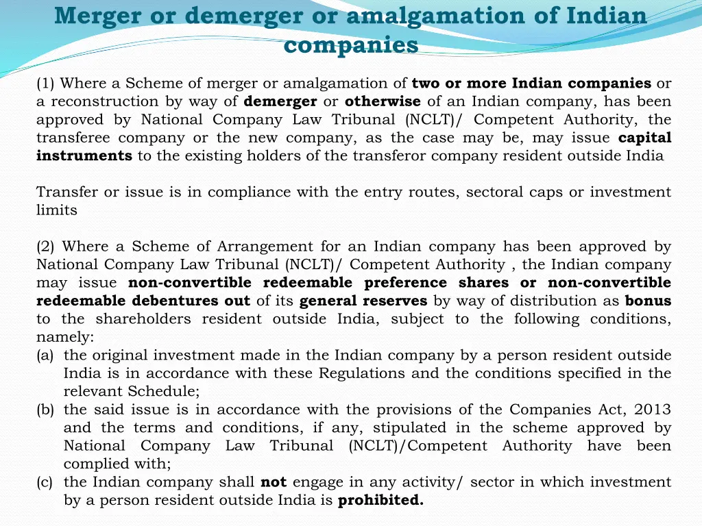 merger or demerger or amalgamation of indian