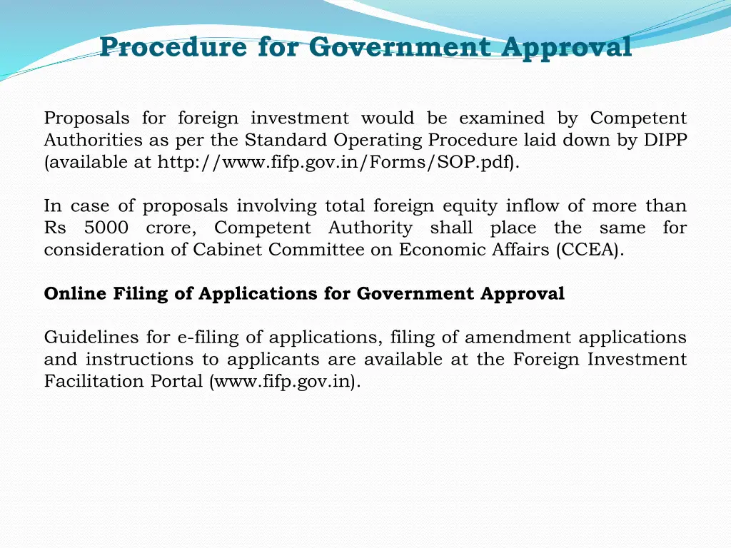 procedure for government approval