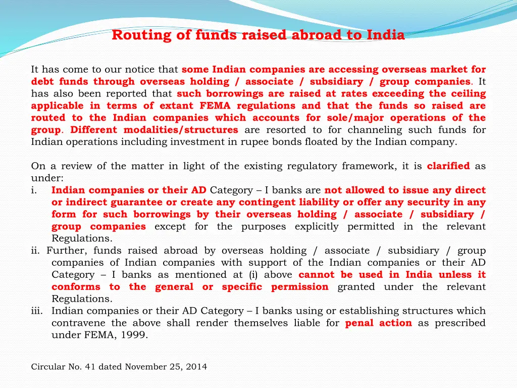routing of funds raised abroad to india