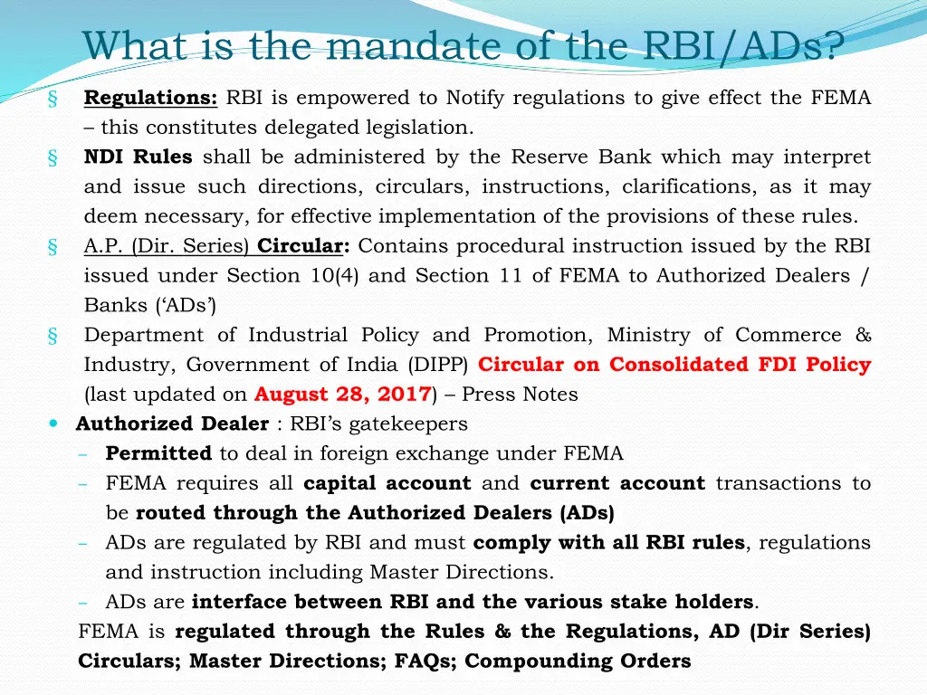 what is the mandate of the rbi ads